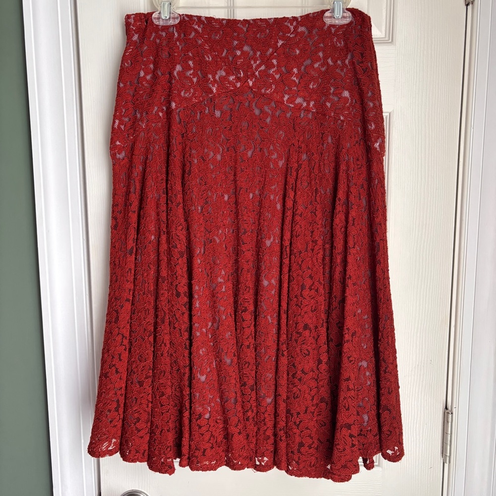 Anthropologie’s Moulinette Soeurs Nolana Terra Cotta Lace Skirt Size 10